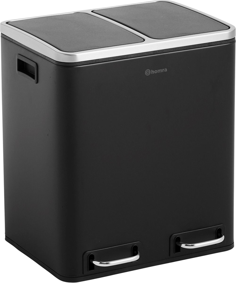 Luzzo® Kansas Push/Touch Prullenbak 36 Liter Met Extra Aanrechtafvalbakje Zwart