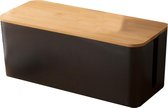 Kabelbox, 32,5 x 13,5 x 12,5 cm, verstopbox met een houten deksel